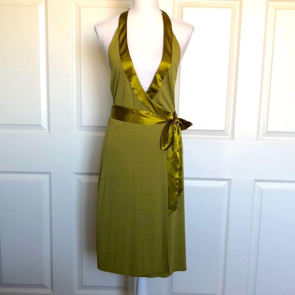 ABS Halter wrap dress bow backless sleeveless midi